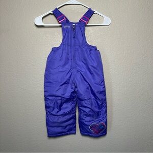 Pacific Trail Infant Snow Bib Overalls Purple 18M Heart Patch, Adjustable Straps